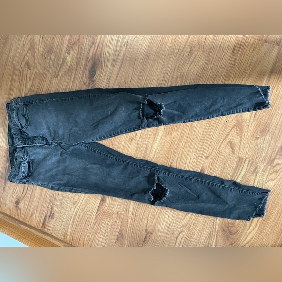 WOMENS PETITE DISTRESSED BLACK SKINNY JEANS 00 ARTIST PANTS WORK PANTS 🍀 2 - Picture 1 of 7